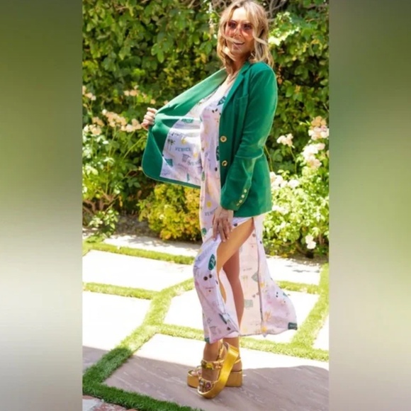 Care Tucker Morrison Interlock Blazer Ivy Green Gold Buttons - Picture 3 of 6